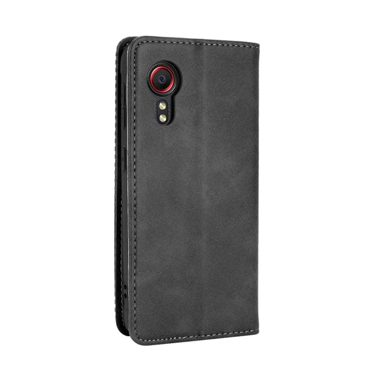 Carcasa de teléfono de estilo vintage magnético para Samsung Galaxy Xcover 5 - Negro
