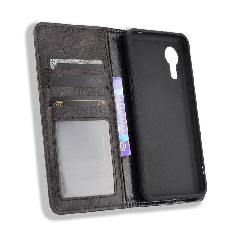 Carcasa de teléfono de estilo vintage magnético para Samsung Galaxy Xcover 5 - Negro