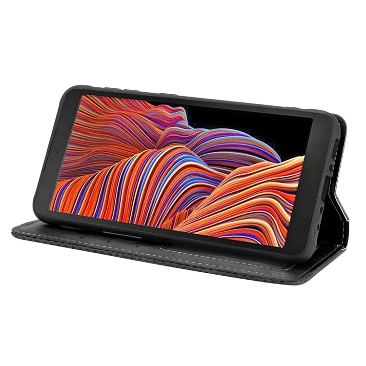 Carcasa de teléfono de estilo vintage magnético para Samsung Galaxy Xcover 5 - Negro