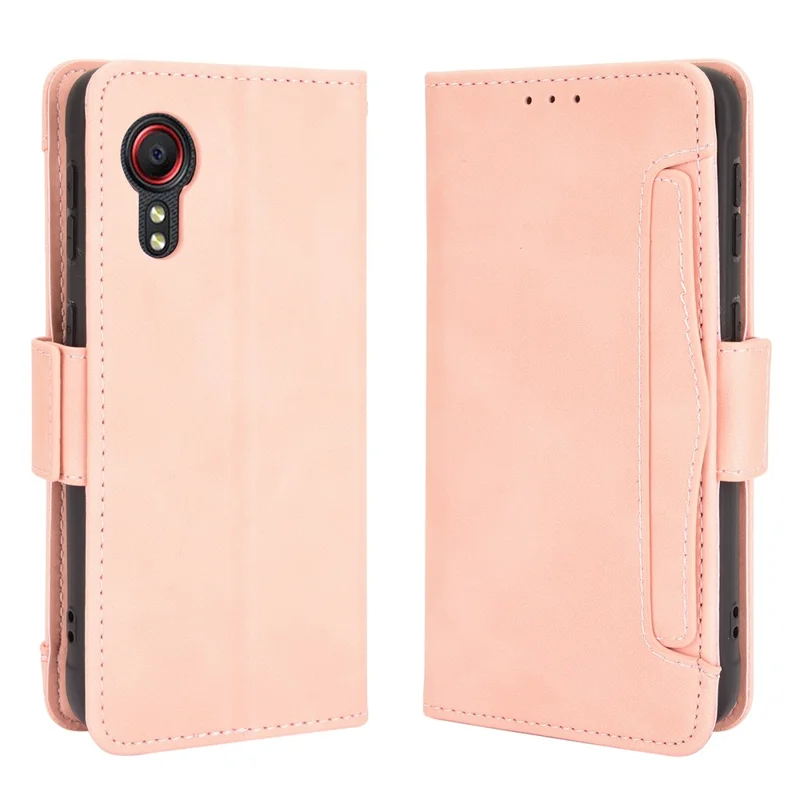 Leather Wallet Protective Case with Multiple Card Slots for Samsung Galaxy Xcover 5 - Pink