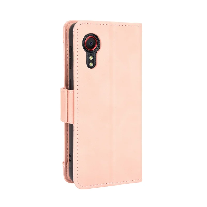 Leather Wallet Protective Case with Multiple Card Slots for Samsung Galaxy Xcover 5 - Pink