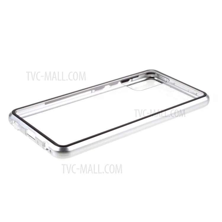 Lock Installation Metal Frame + Double Side Tempered Glass Shockproof Phone Case for Samsung Galaxy A52 5G/4G/A52s 5G - Silver