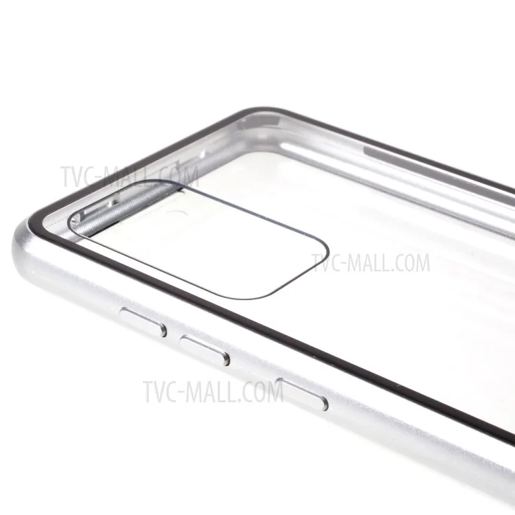 Lock Installation Metal Frame + Double Side Tempered Glass Shockproof Phone Case for Samsung Galaxy A52 5G/4G/A52s 5G - Silver