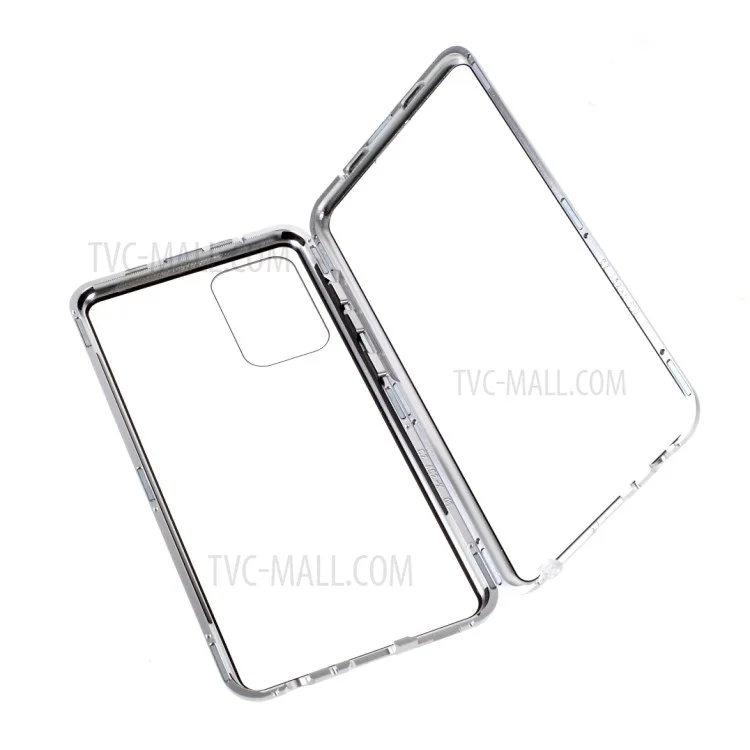 Lock Installation Metal Frame + Double Side Tempered Glass Shockproof Phone Case for Samsung Galaxy A52 5G/4G/A52s 5G - Silver