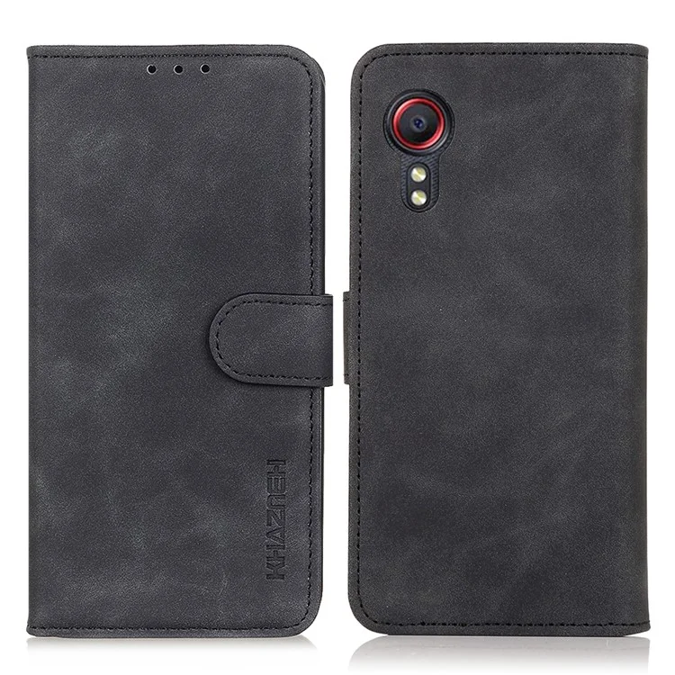 Cartera de diseño KHAZNEH Folio Flip Estilo Retro Funda de piel sintética para Samsung Galaxy Xcover 5 / 5s - Negro