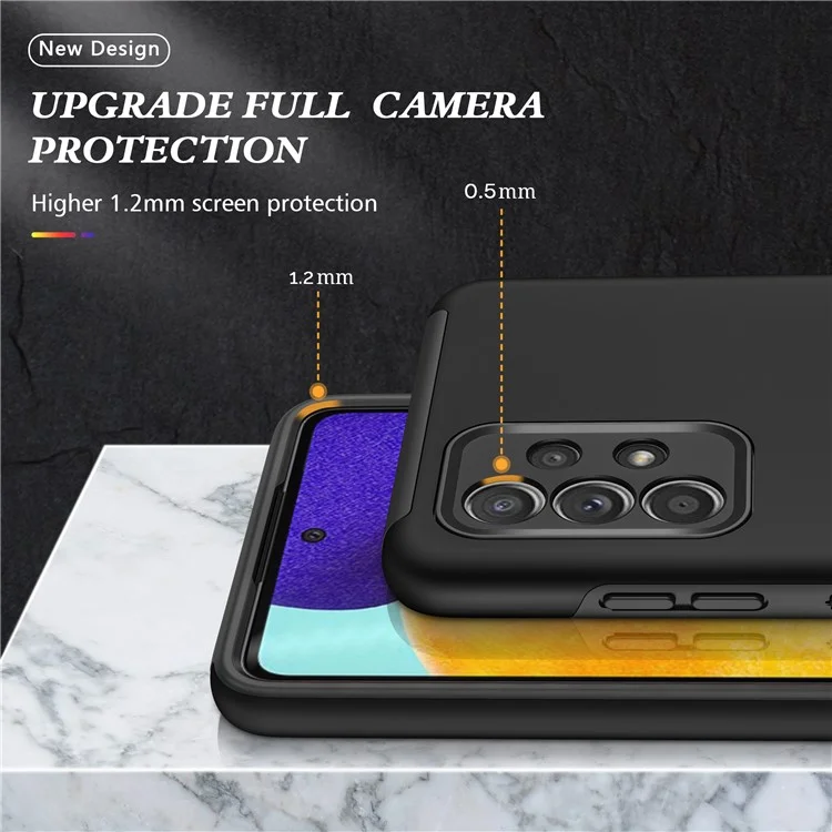 Shockproof Hybrid Phone Case Ring Shape Kickstand Design Cover for Samsung Galaxy A52 5G / 4G - Black