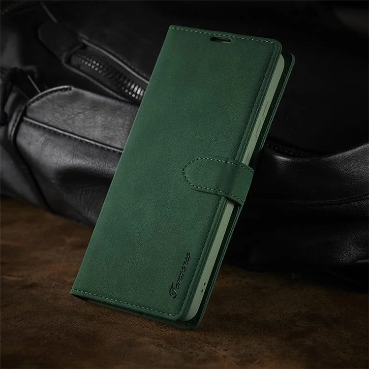 FORWENW F1 Series Leather Wallet Stand Cover Case for Samsung Galaxy A72 5G / 4G - Green