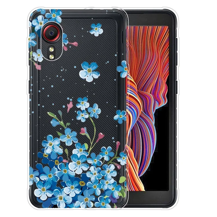 Custodia per telefono IMD Pattern Drop-proof Soft TPU per Samsung Galaxy Xcover 5 - Fiori Blu