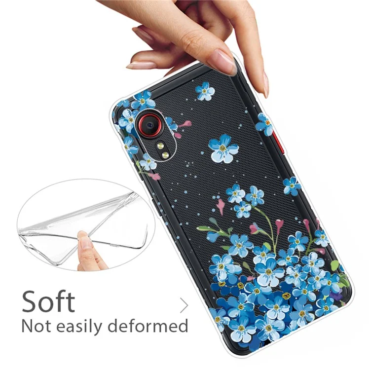 Custodia per telefono IMD Pattern Drop-proof Soft TPU per Samsung Galaxy Xcover 5 - Fiori Blu