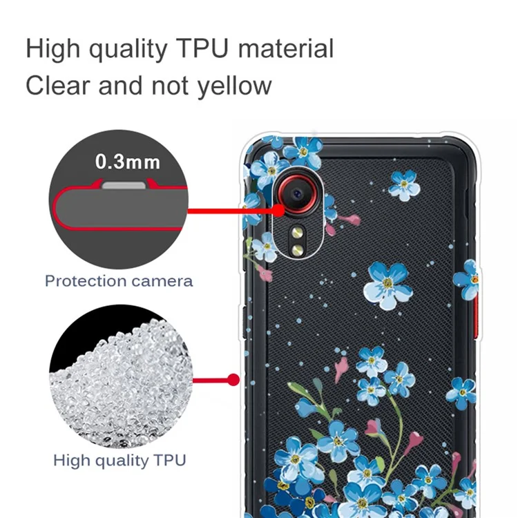 Custodia per telefono IMD Pattern Drop-proof Soft TPU per Samsung Galaxy Xcover 5 - Fiori Blu