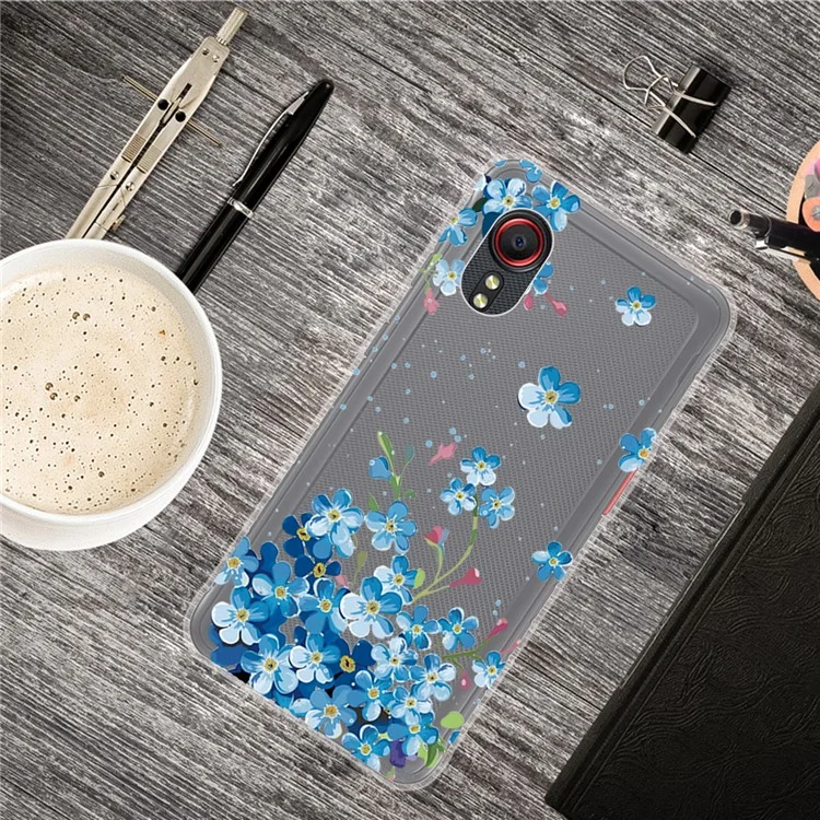 Custodia per telefono IMD Pattern Drop-proof Soft TPU per Samsung Galaxy Xcover 5 - Fiori Blu