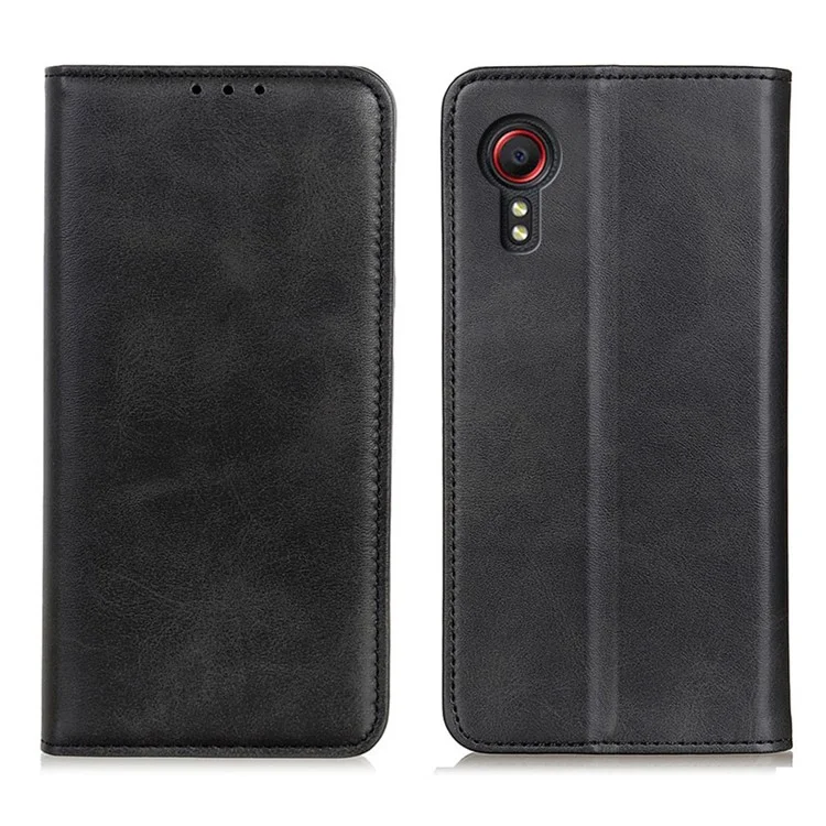 Boîtier De Portefeuille De Portefeuille De Portefeuille En Cuir De Fermeture Magnétique Pour Samsung Galaxy Xcover 5 - Noir