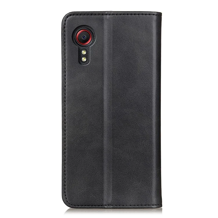 Boîtier De Portefeuille De Portefeuille De Portefeuille En Cuir De Fermeture Magnétique Pour Samsung Galaxy Xcover 5 - Noir