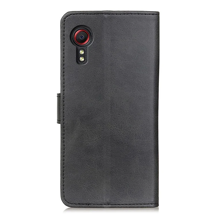 Para Samsung Galaxy Xcover 5 Funda de Teléfono Billetera a Prueba de Golpes Funda de Cuero Bi-color Protector de Teléfono con Soporte - Negro