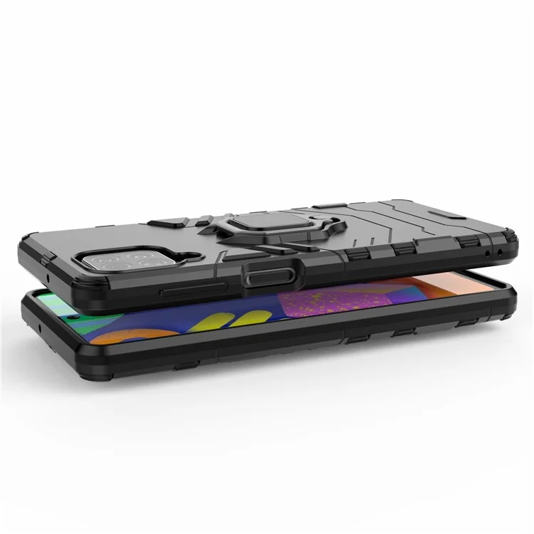 Custodia ibrida Cool Guard 2-in-1 Ring Holder Kickstand PC TPU per Samsung Galaxy M62 / Galaxy F62 - Nero