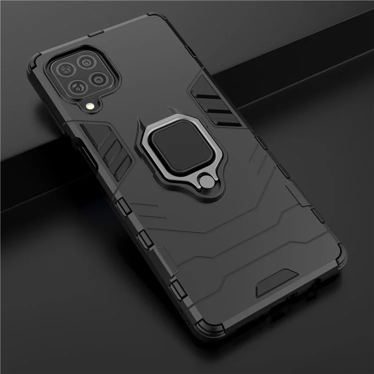 Custodia ibrida Cool Guard 2-in-1 Ring Holder Kickstand PC TPU per Samsung Galaxy M62 / Galaxy F62 - Nero