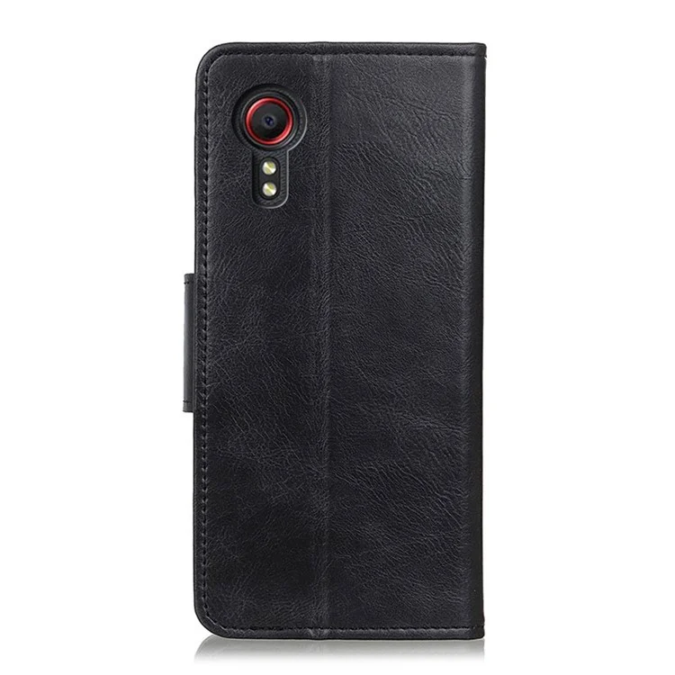 Portefeuille à rabat Folio Conception de Crazy Horse Texture PU Cuir Support Protecteur pour Samsung Galaxy Xcover 5 - Noir