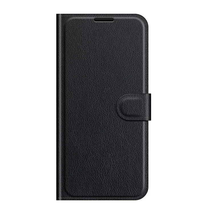 Litchi Skin Cuero Billetera Estuche Para Samsung Galaxy Xcover 5 / Xcover 5S - Negro