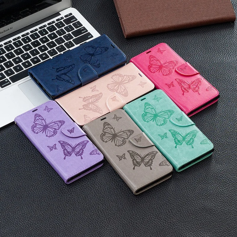 Imprint Butterfly Leather Wallet Case for Samsung Galaxy A32 4G (EU Version) - Green