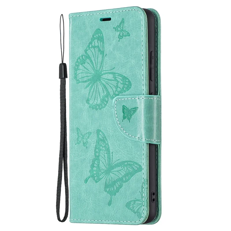 Imprint Butterfly Leather Wallet Case for Samsung Galaxy A32 4G (EU Version) - Green