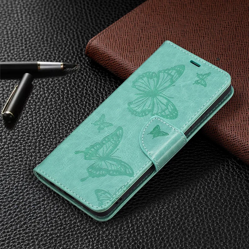 Imprint Butterfly Leather Wallet Case for Samsung Galaxy A32 4G (EU Version) - Green