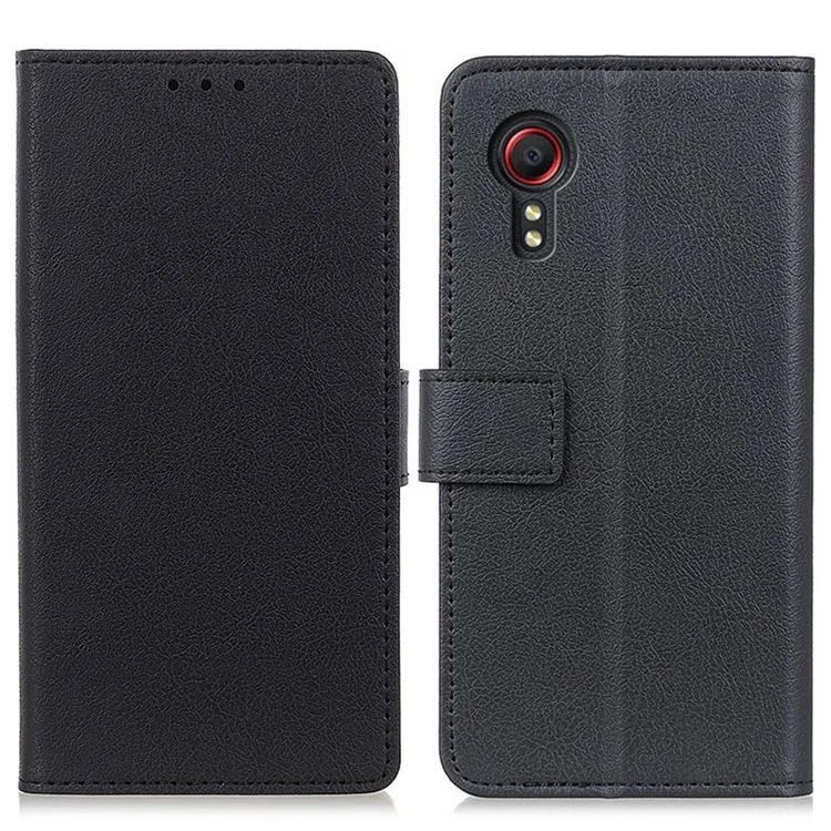 Кожаный чехол-подставка для Samsung Galaxy Xcover 5 - чёрный