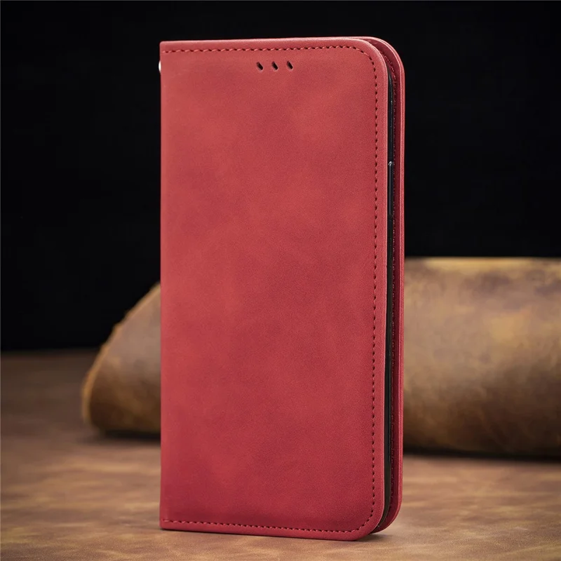 Autp-absorbed Vintage Skin Feeling PU Leather Phone Case for Samsung Galaxy A51 4G SM-A515 - Red