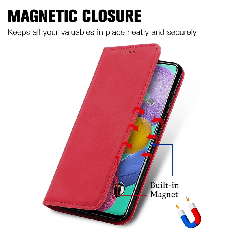 Autp-absorbed Vintage Skin Feeling PU Leather Phone Case for Samsung Galaxy A51 4G SM-A515 - Red
