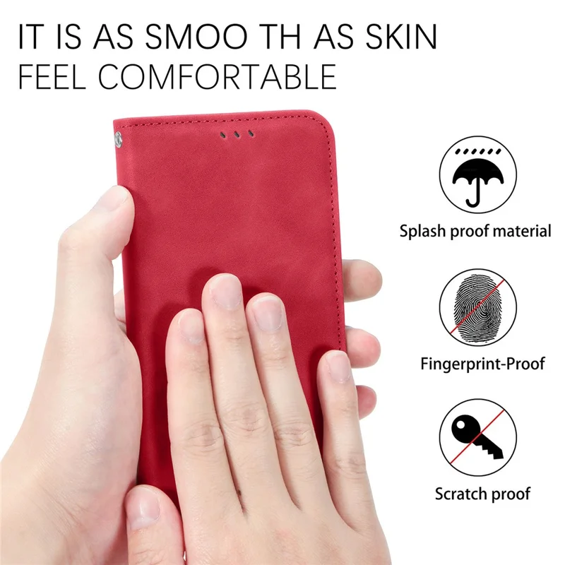 Autp-absorbed Vintage Skin Feeling PU Leather Phone Case for Samsung Galaxy A51 4G SM-A515 - Red