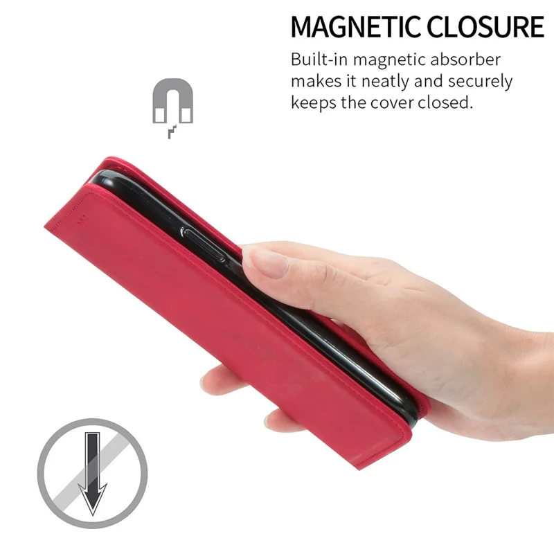 Autp-absorbed Vintage Skin Feeling PU Leather Phone Case for Samsung Galaxy A51 4G SM-A515 - Red