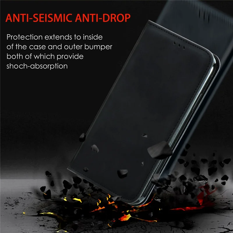 Autp-absorbed Vintage Skin Feeling PU Leather Phone Case for Samsung Galaxy A51 4G SM-A515 - Black