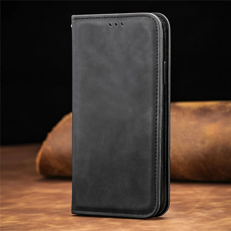 Autp-absorbed Vintage Skin Feeling PU Leather Phone Case for Samsung Galaxy A51 4G SM-A515 - Black