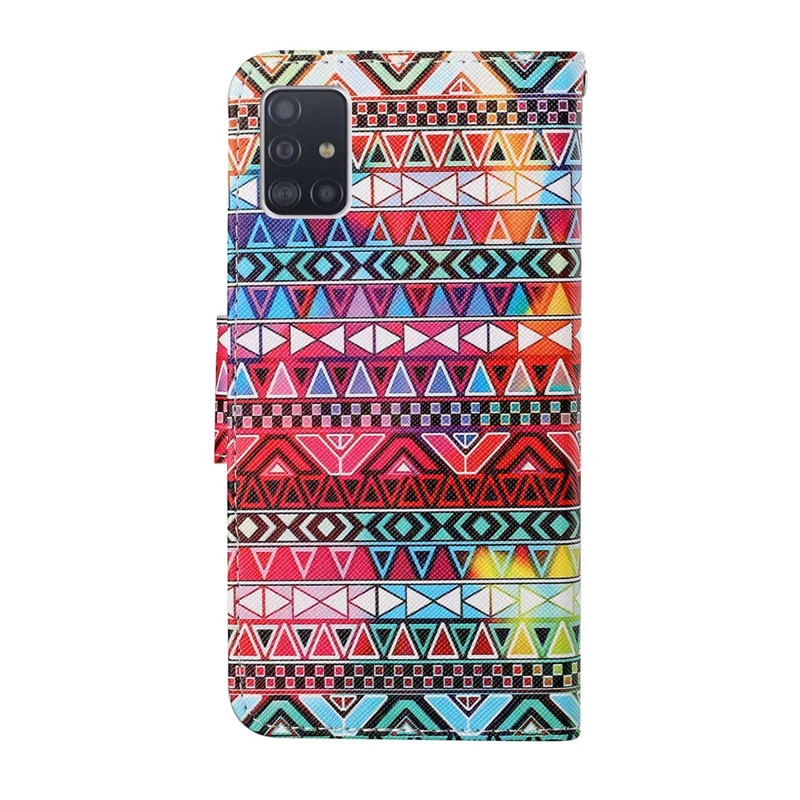 Cross Texture Pattern Printing PU Leather Full Protection Wallet Stand Phone Cover Case for Samsung Galaxy A51 4G SM-A515 - Geometry Pattern