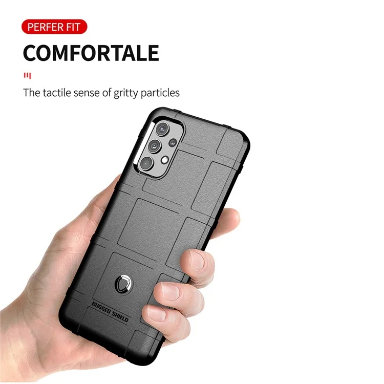 Shock-proof Rugged Square Grid TPU Phone Flexible Case for Samsung Galaxy A32 4G (US Version) - Black