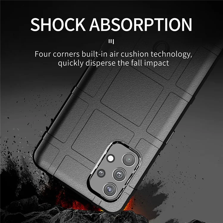 Shock-proof Rugged Square Grid TPU Phone Flexible Case for Samsung Galaxy A32 4G (US Version) - Black