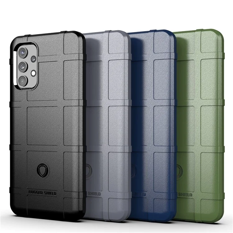 Shock-proof Rugged Square Grid TPU Phone Flexible Case for Samsung Galaxy A32 4G (US Version) - Black