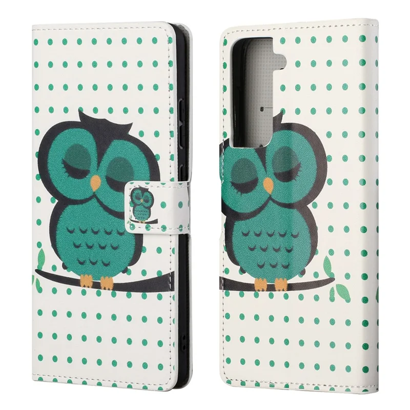 Pattern Printing Leather Wallet Stand Case for Samsung Galaxy S21 FE - Single Owl