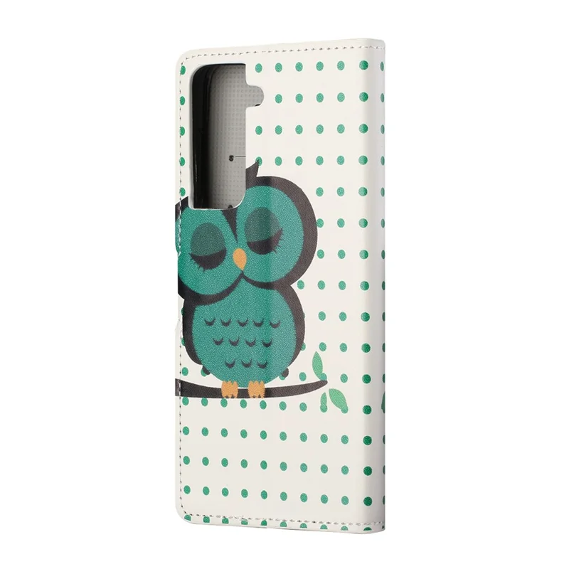 Pattern Printing Leather Wallet Stand Case for Samsung Galaxy S21 FE - Single Owl