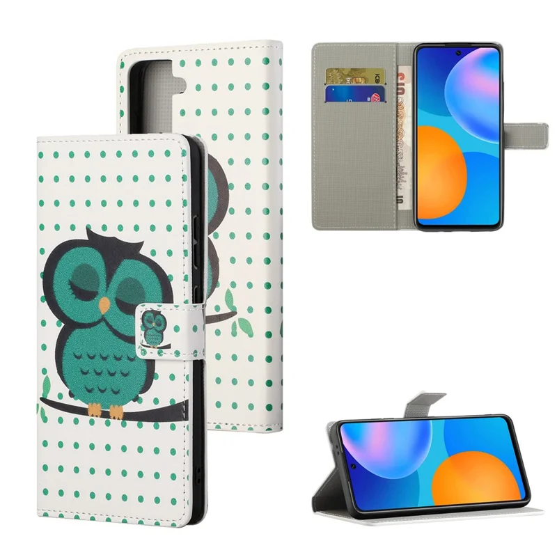 Pattern Printing Leather Wallet Stand Case for Samsung Galaxy S21 FE - Single Owl