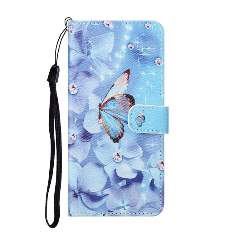 Новый узор печати Cross Texture Leather Wallet Stand Case для Samsung Galaxy S21 FE - Бабочка и Цветок
