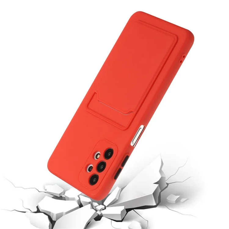 Étui pour téléphone portable en TPU souple résistant aux chutes avec porte-cartes pour Samsung Galaxy A32 4G - Rouge pastèque