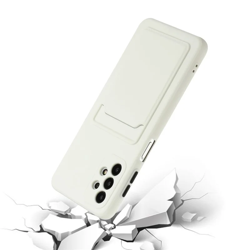 Drop-resistant Soft TPU Phone Case with Card Holder Cover for Samsung Galaxy A32 4G - White