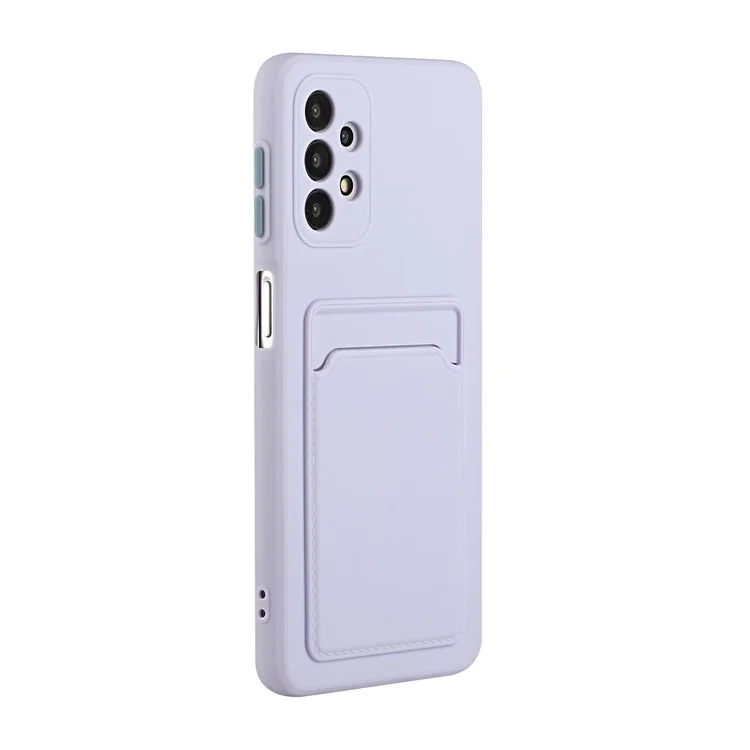 Drop-resistant Soft TPU Phone Case with Card Holder Cover for Samsung Galaxy A32 4G - Purple