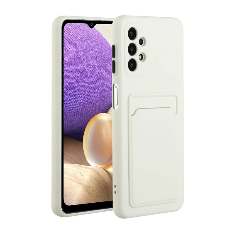 Drop-resistant Flexible TPU Phone Case with Card Holder Cover for Samsung Galaxy A72 4G/5G - White