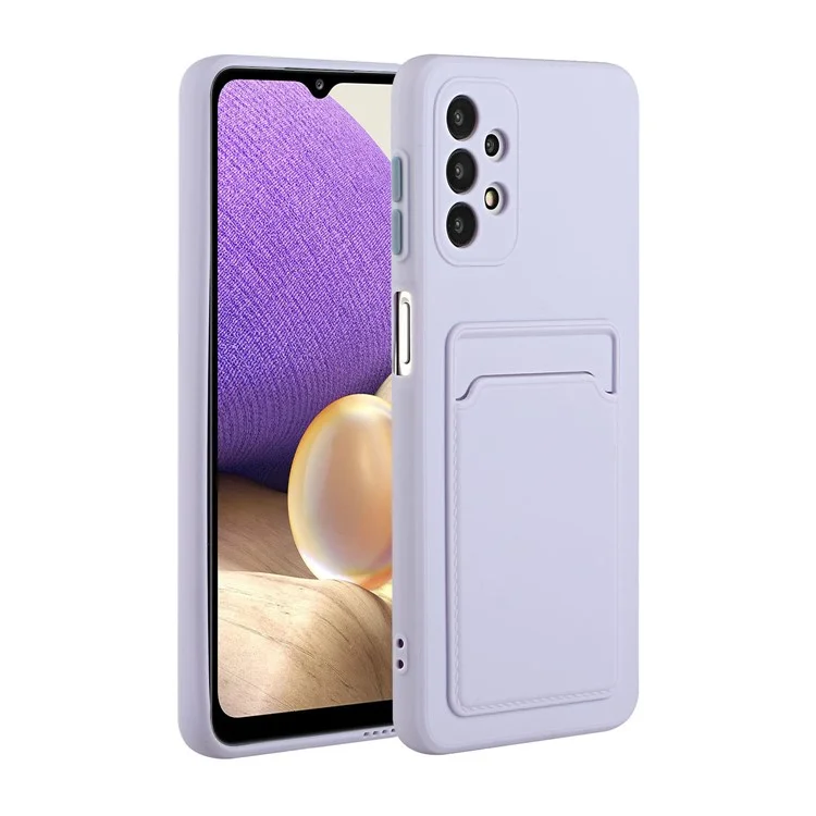 Stoßfeste, flexible TPU-Handyhülle mit Kartenfach für Samsung Galaxy A72 4G/5G - Lila