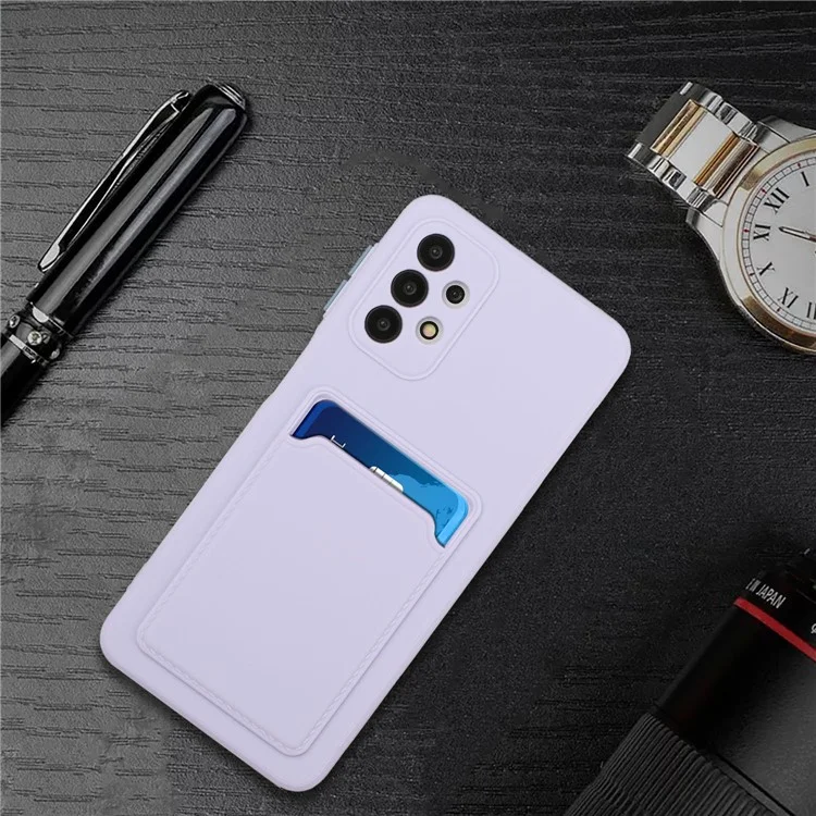 Stoßfeste, flexible TPU-Handyhülle mit Kartenfach für Samsung Galaxy A72 4G/5G - Lila