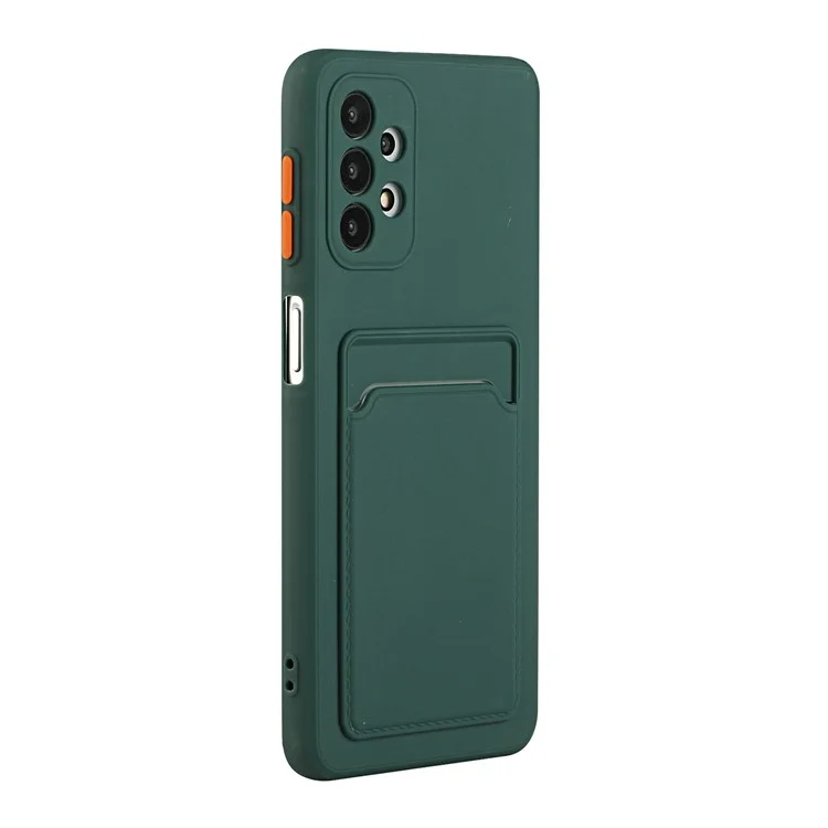 Well-Protected Flexible TPU Phone Case with Card Holder Cover for Samsung Galaxy A32 5G/M32 5G - Dark Green