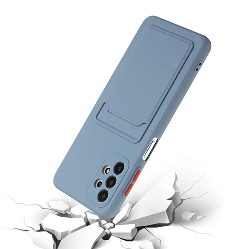 Well-Protected Flexible TPU Phone Case with Card Holder Cover for Samsung Galaxy A32 5G/M32 5G - Blue