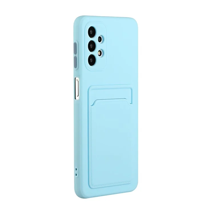 Well-Protected Flexible TPU Phone Case with Card Holder Cover for Samsung Galaxy A32 5G/M32 5G - Baby Blue