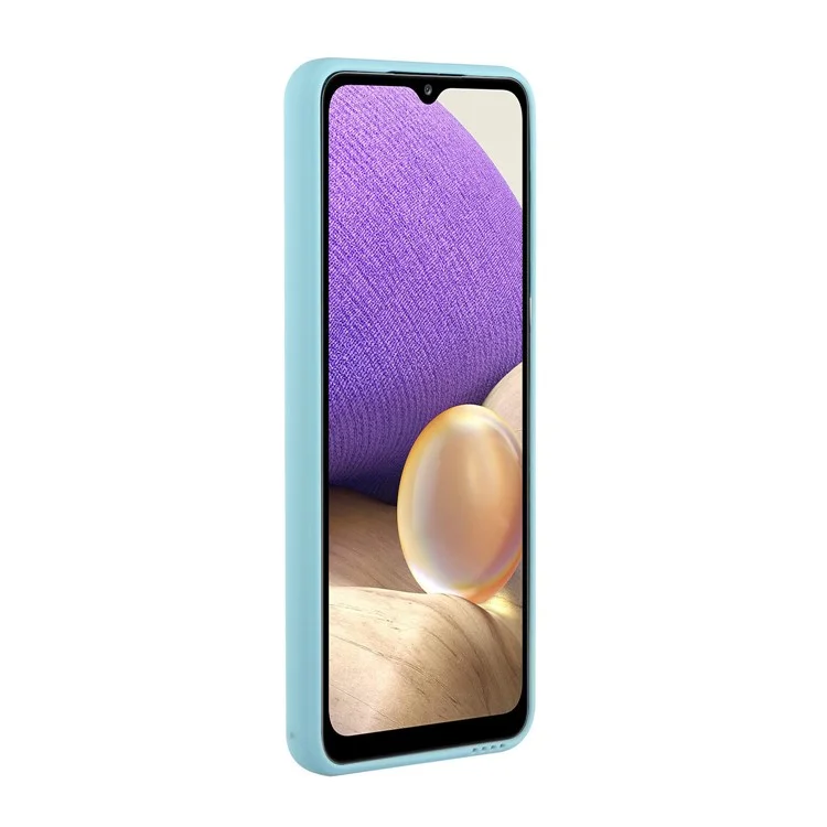 Well-Protected Flexible TPU Phone Case with Card Holder Cover for Samsung Galaxy A32 5G/M32 5G - Baby Blue
